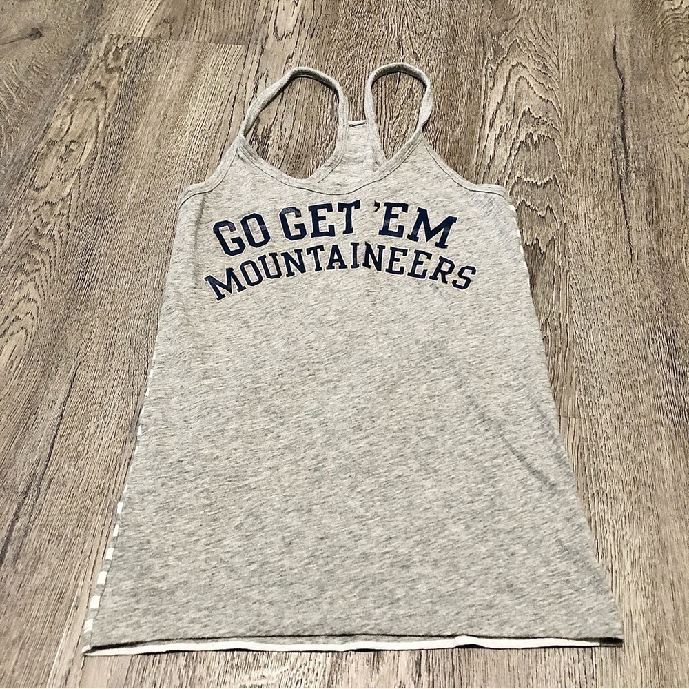 Like New
Title: PINK WV Mountaineers Racerback Tank Shirt Women’s Small Grey